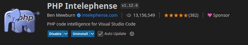PHP Intelephense Extension